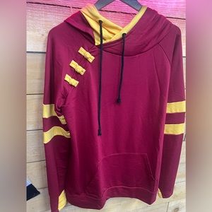 Maroon and Yellow Double Hood Hoodie